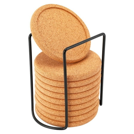 

Cork Coasters with Lip for Drinks Absorbent Thick Rustic Saucer with Holder Heat & Water Resistant Best Reusable Natural Round Coasters for Bar Glass Cup Table