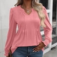 thumbnail image 2 of Timegard Womens Tops Ruffle Long Sleeve V Neck Pleated Blouse Fall Casual Tunic Tops for Leggings, 2 of 6