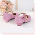 thumbnail image 5 of Hinvhai Girls Dress Shoes Shiny Low Heels Pumps Princess Shoes with Bowknot for Wedding Party (Toddler/Little/Big Kids) Pink 1.5 M(28), 5 of 6