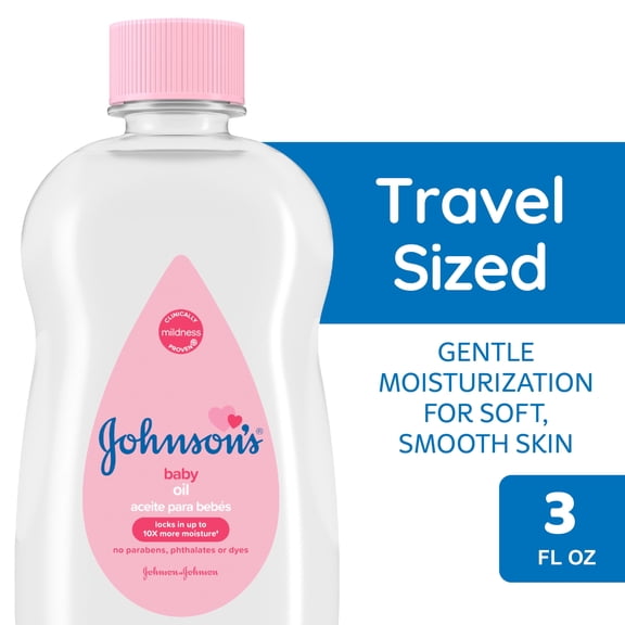 Johnson's Baby Body Moisturizing Oil, Liquid Mineral Oil for Baby Massage, Original, 3 fl oz