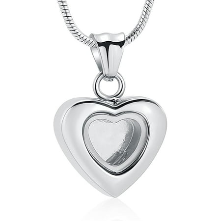 Mini Heart Cremation Jewelry Necklace for Ashes Glass Cremation Urn Jewelry Ashes Holder Necklace Keepsake Memorial Pendant