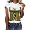 thumbnail image 1 of Pompotops Blouse Décontractée Mode Femme Imprimé Oktoberfest Col Rond T-Shirt Blouse Imprimée Tee Liquidation, 1 of 5