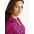 thumbnail image 4 of Jessica London Women's Plus Size Pullover Crochet Polo, 4 of 4