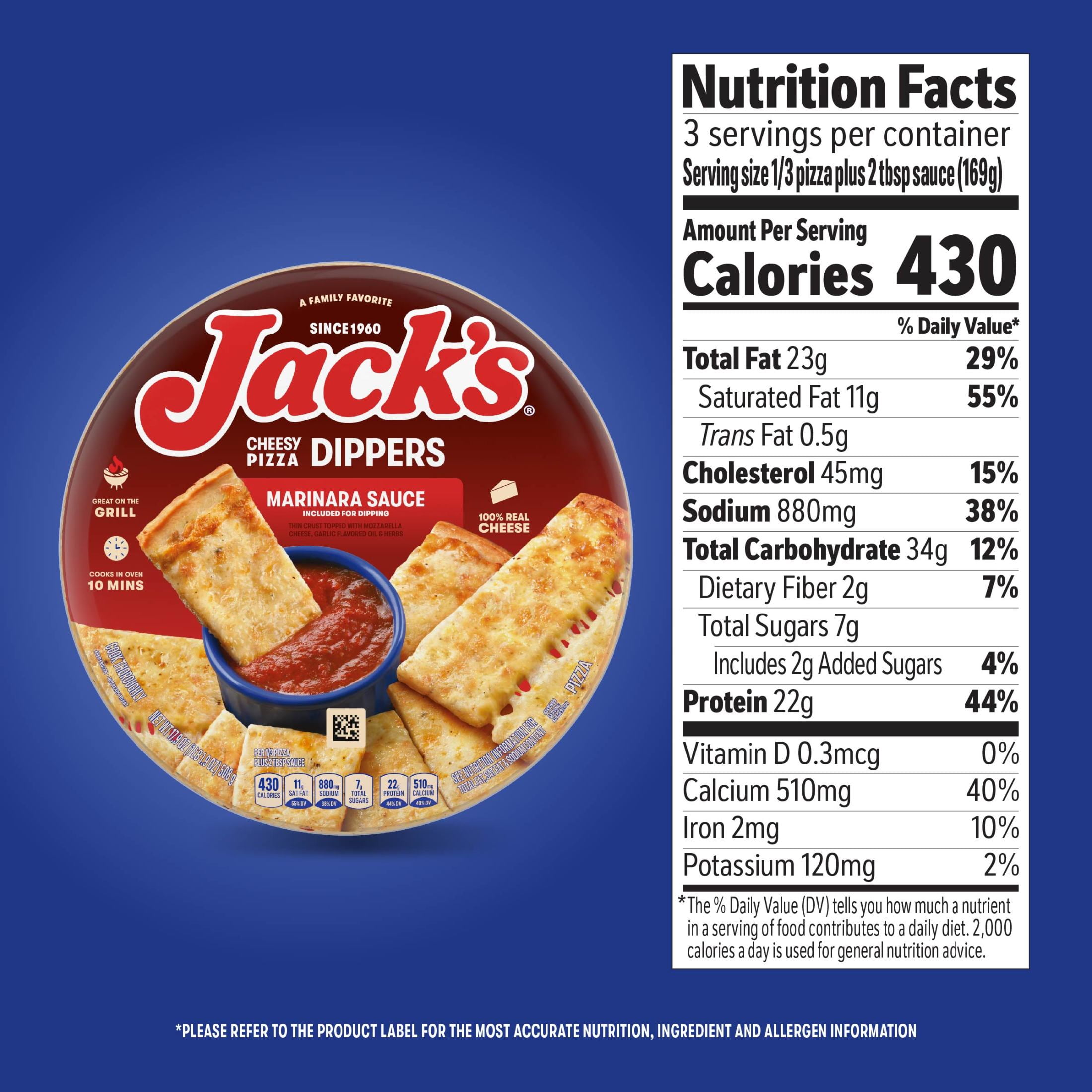 Jack’s Frozen Cheesy Pizza Dippers, Pizza Sticks, Cheese Bread, 17.9oz (Frozen)