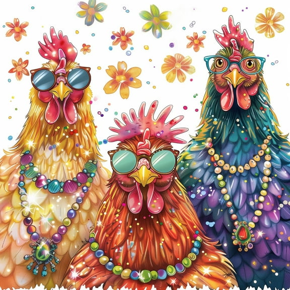 DIY 5D Diamond Painting Kit (For Adults) Diamond Painting "Rooster with Glasses" - Full Diamond Crystal Rhinestone Embroidery Craft Kit, Can be Used as Gift, Wall Decoration