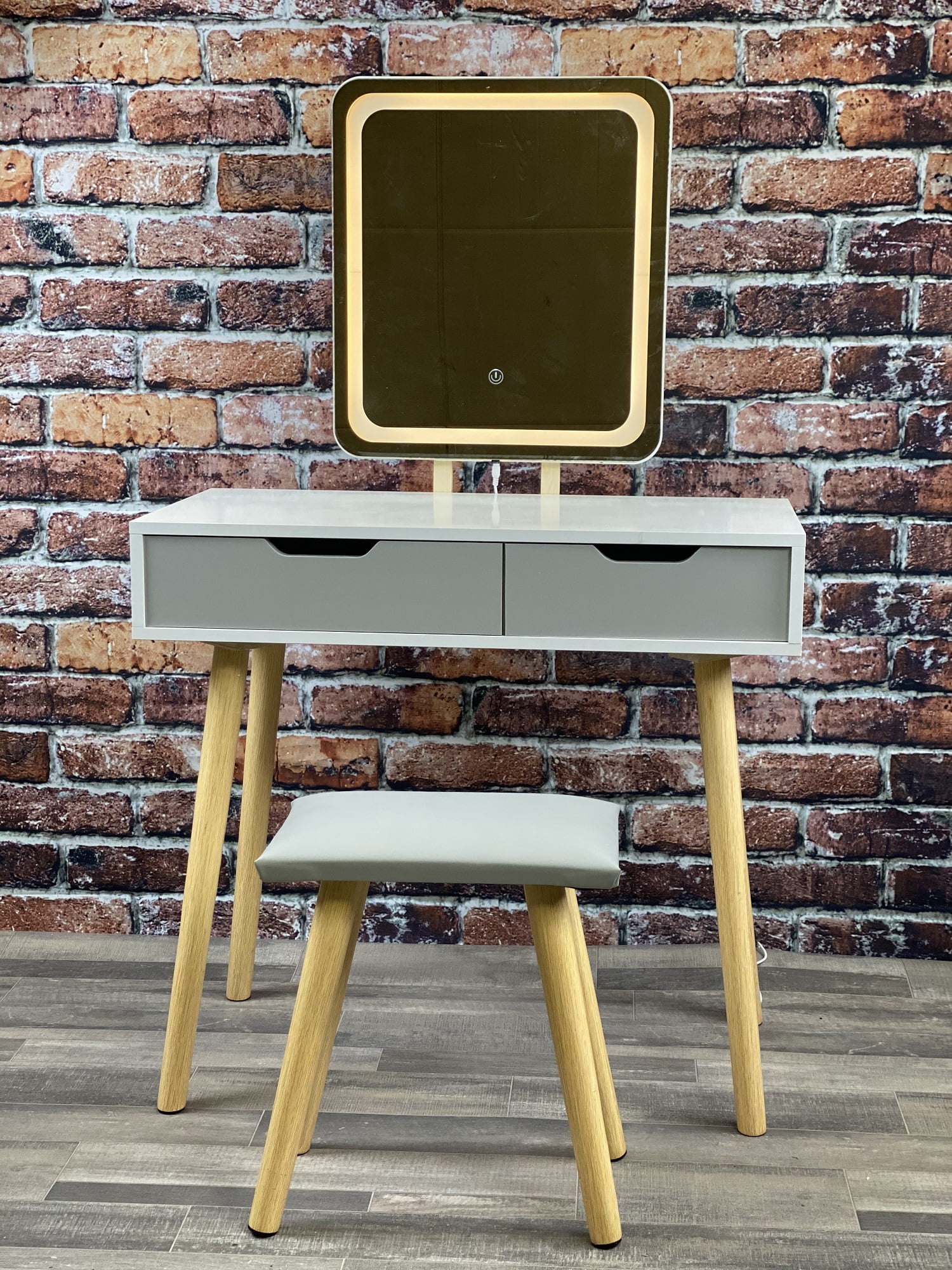 ViscoLogic VANIR Square Mirror Dressing Table Set With 3 Modes