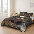 thumbnail image 2 of Twin XL Quilt Set 68''x98'', Forest Deer Lightweight Summer Bedspread Coverlet Set with 2 Pillow Shams, Farmhouse Vintage River Elk Breathable All Season Quilt Bedding for Dorm/Guest Room, 2 of 9