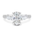 thumbnail image 2 of ESTE ORIGIN 2.00Ct Oval Cut Moissanite Trilogy Engagement Ring – Pear Side Stones, Cathedral 2/3 Pavé Band in 18K White Gold for Women, 2 of 7