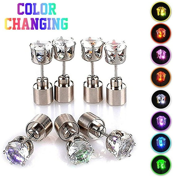 Sunjoy Tech Changing Color Light Up LED Earrings, Studs Flashing Blinking Earrings, Dance Party Accessories Decoration Christmas Halloween Gifts for Men Women