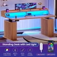 thumbnail image 7 of 55" Standing Desk with LED Lights and Storage, Modern Fluted Stand Up Desk, Height Adjustable Home Office Desk, 7 of 7
