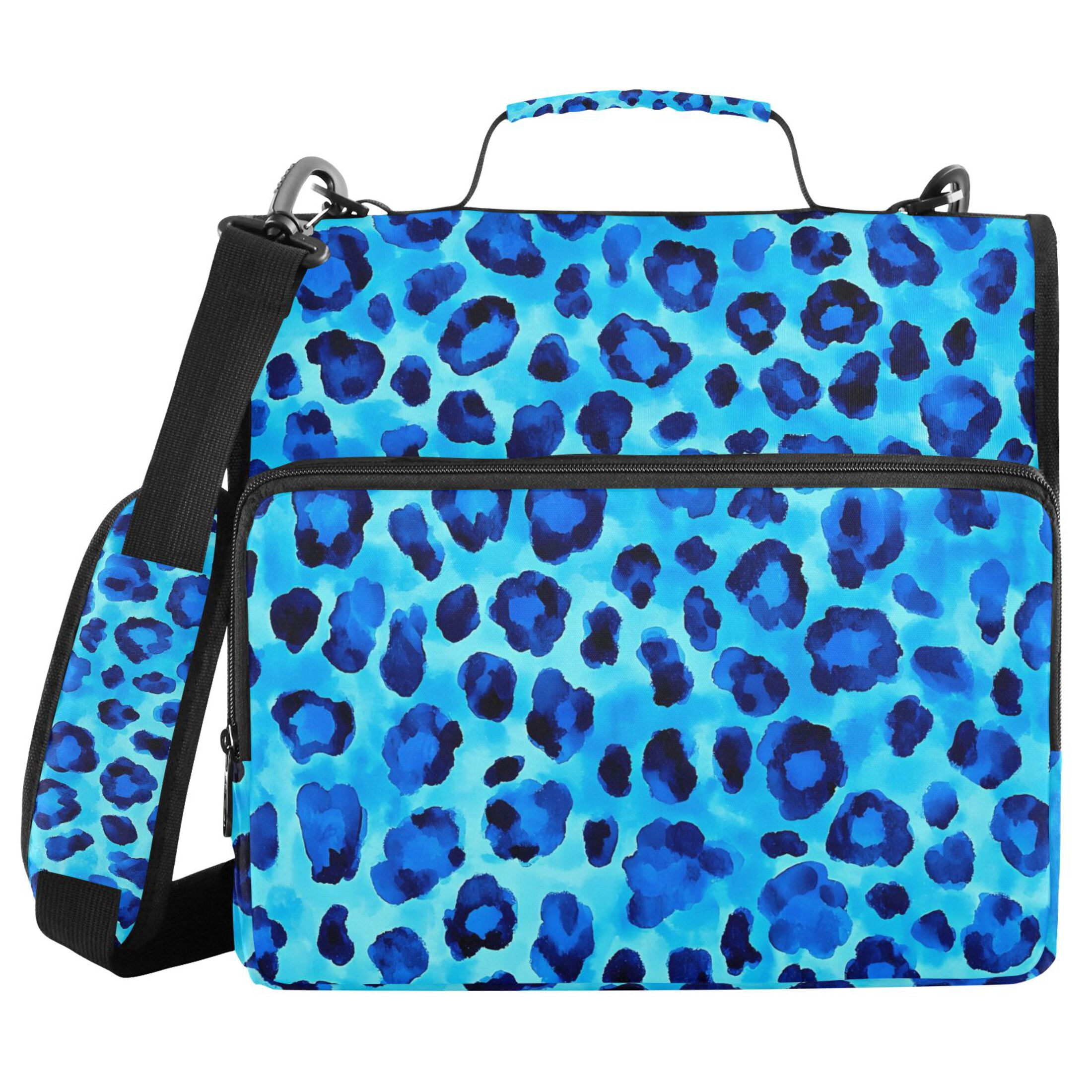 ALAZA Zipper Binder Leopard Blue 3 Ring Trapper Keeper File Folder Organizer Bag