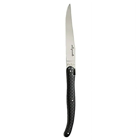 Laguiole 5387S077 9" Laguiole Carbon Matte Sharpened Steak Knife w/ Black Plastic Handle, Stainless