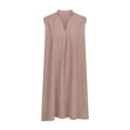 thumbnail image 3 of Sakmal Yellow Dresses for Women Clearance Elegant V-Neck Mid-Length Loose Fit Solid Comfy Sleeveless Shift Dress, 3 of 5