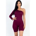 thumbnail image 4 of Solid Color One Shoulder Long Sleeve Romper, 4 of 9