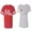 Men Red / Women Heather, variant on Old Mr Mrs Unisex Couple Matching Cotton Jersey style T-Shirt Contrasting stripes on sleeves (Men Red / Women Black) (Men S / Women S)