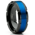 thumbnail image 1 of Mens Tungsten Ring Grooved Wedding Band Black Blue Comfort-fit 8MM, 1 of 3