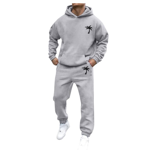 Male Casual Solid Two Piece Hooded Sports Suit Pocket Raglan Sleeve Hoodies Drawstring Pant Set Men Regular Suits Mens Ruffle Tux Casual Suit Big And Tall Men Suits Formal Suits for Men And Outfits