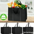 thumbnail image 2 of GASTROPOD Set of 3 Reusable Grocery Bags,Large Foldable Heavy Duty Bag,Shopping Tote Produce Bag with Reinforced Handles & Thick Plastic Support Bottom,Black Washable Storage,Utility Tote, 2 of 7