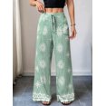 thumbnail image 6 of Women Lazy Style Printed Wide Leg Pants Elastic High Waist Side Pockets Loose Fit Casual Trousers Flower Color L, 6 of 8