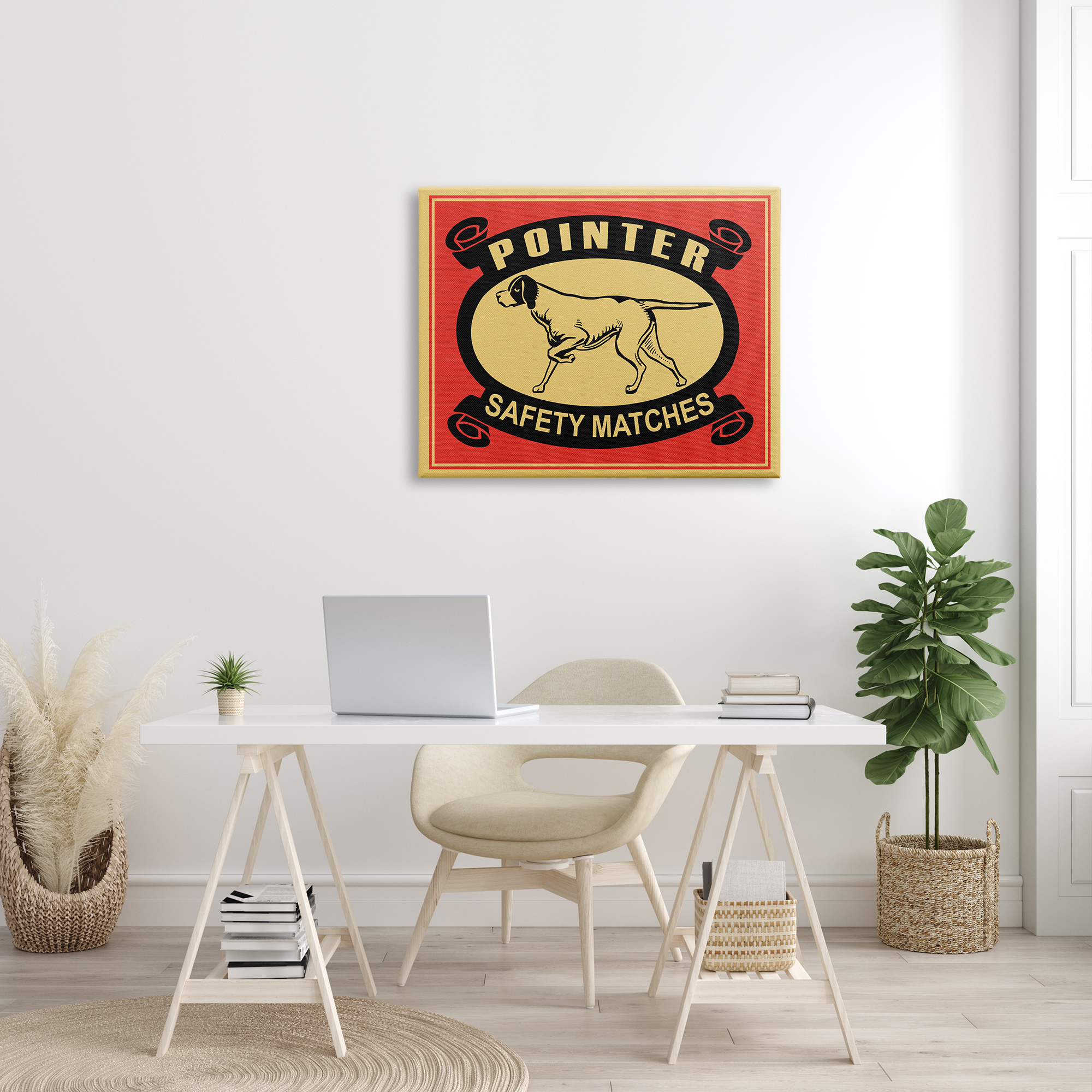 Stupell Industries Pointer Dog Safety Matches Vintage Advertisement Red Yellow, 30 x 40, Designed by Mark Rogan
