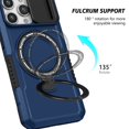 thumbnail image 4 of Case for iPhone 15 Pro, with Sliding Camera Cover & Ring Kickstand, Military Grade Drop Protective Hybrid Shockproof Anti-fall Phone Case Cover for iPhone 15 Pro 6.1 inch 2023, Royalblue, 4 of 10