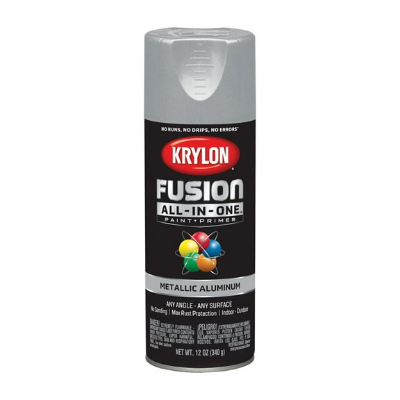 6 Pc, Krylon Fusion All-In-One Metallic Aluminum Paint Primer Spray Paint 12 Oz