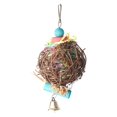 thumbnail image 1 of Jouet à mâcher pour perroquet et oiseau, boule en rotin naturel avec bandes de papier pour petits oiseaux, 1 of 4