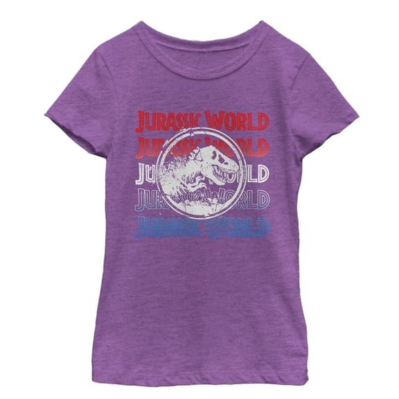 Girl's Jurassic World: Fallen Kingdom 4th of July Logo  Graphic Tee Purple Berry Small