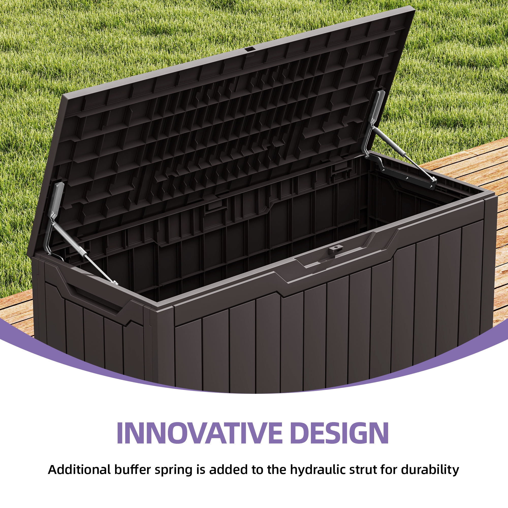 Uforic 80 Gallon Outdoor Resin Deck Box, Weather Resistant & Lockable Storage Container for Indoor Outdoor Patio, Garden, and Home Essentials,Dark Brown