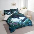 thumbnail image 3 of Homewish Black White Wolf Bedding Comforter Set 7pcs for Teens, Jungle Romantic Animal Queen Bedding Sets, Flower Plant Botanical Reversible Queen Sheet Sets, Breathable Home Decor, 3 of 7