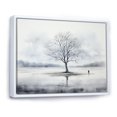 thumbnail image 2 of Designart "Minimalism Grey Tree silence VI" Floral Floater Framed Wall Decor, 2 of 7