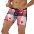 thumbnail image 3 of Cauagu Heart Plaid Print Men's Boxer Briefs, Funny & Cute Underwear Elastic Waistband Briefs Ideal Gift for Men,1-Pack, 3 of 7