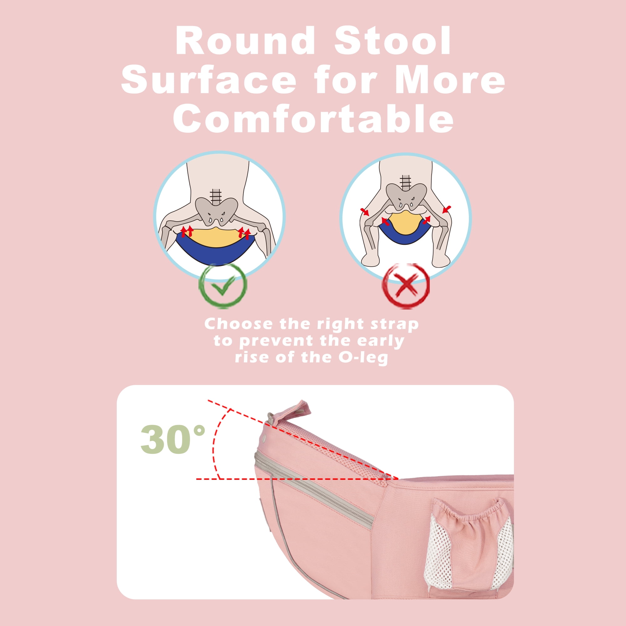 AGUDAN Baby Carrier with Hip Seat, 6 in 1 Ergonomic Unisex Waist Stool, 0-36 Months