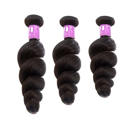 9a Brazilian Loose Wave Virgin Human Hair Extension Natural Black