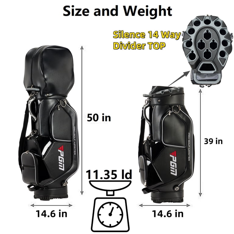PGM Golf Cart Bag 14 Way Organizer Divider Silent Top Waterproof