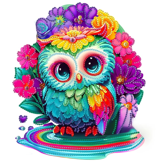 (WQ124) Serie Búho Diamante Parcial Pintura Resina Diamante Con Forma Especial 30*30cm