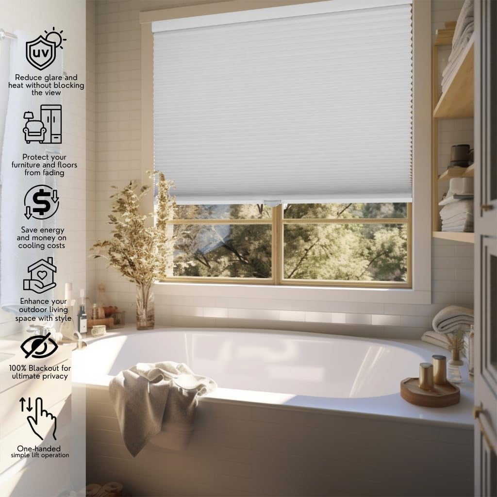 Chicology White Cordless Blackout Cellular Shades 24.25 in. W x 48 in. L