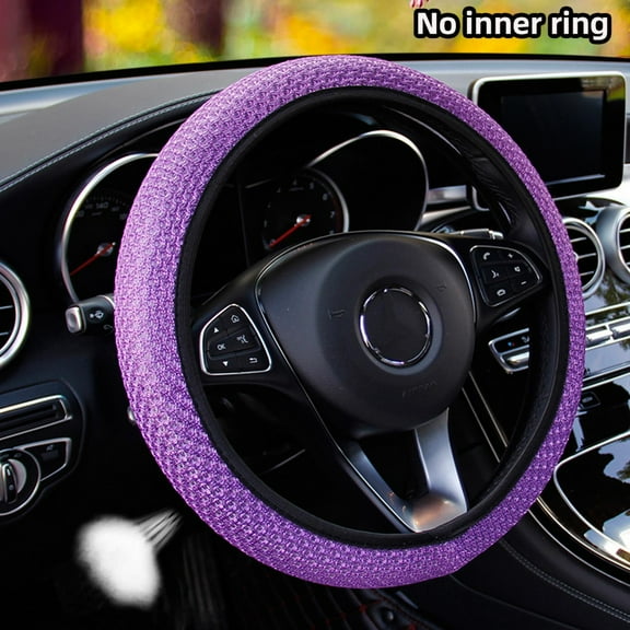 Anti Slip Steering Wheel Cover Elastic Stretch Mesh Cloth Car Accessory Black Microfiber Leather  Fit