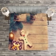 thumbnail image 3 of Ambesonne Gingerbread Man Quilted Bedspread Set 3 Pcs, Cookie Present, Queen Size, Hunter Green Pale Brown, 3 of 3