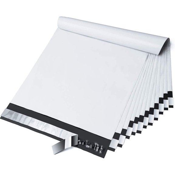 Poly Mailers 10x13 Inch 100 Pack, Self-Sealing Shipping Bags for Small Business, White, Waterproof & Thick