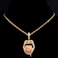 thumbnail image 1 of Iced Out Bling Rhinestone Hip Hop Dollar Tongue Pendant Necklace for Men and Women with Cuban Link Chain - Stylish Hip Hop Charm Jewelry, 1 of 6