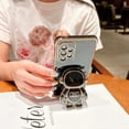 thumbnail image 2 of Case for Samsung Galaxy S22 with Astronaut Stand,Luxury Plating Electroplate Case with Camera Protection Cute Love Heart Side Pattern Soft Silicone Shockproof Kickstand Cover-Black, 2 of 6