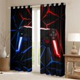 thumbnail image 2 of Castle Fairy Video Game Boy Black Out Curtains,Abstract Geometric Plaid Gamepads Curtains Pack of 2 (42x63 Each),Blue Red Neon Lights Gamer Bedroom Curtains,Super Cozy Room Decor, 2 of 6