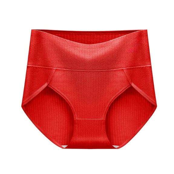 Daznico Womens Underwear - Womens Underwear Plus Size Cut High Waisted Briefs Comfortable Breathable Full Coverage Postpartum Panties - Panties for Women,Color:Red,Size:XL