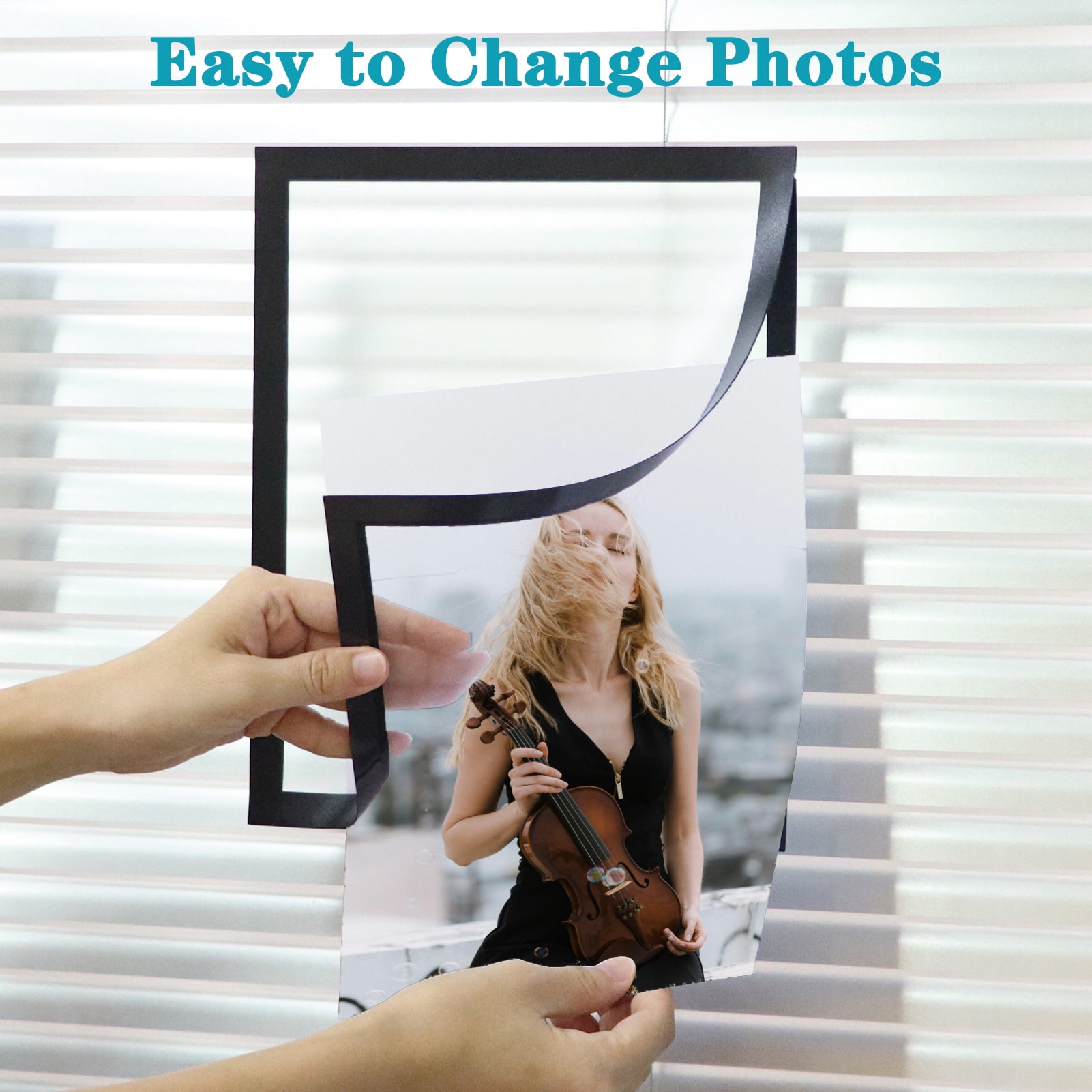 8x10 Magnetic Picture Frames Set of 30 with Self-Adhesive Backing for Refrigerator, Black