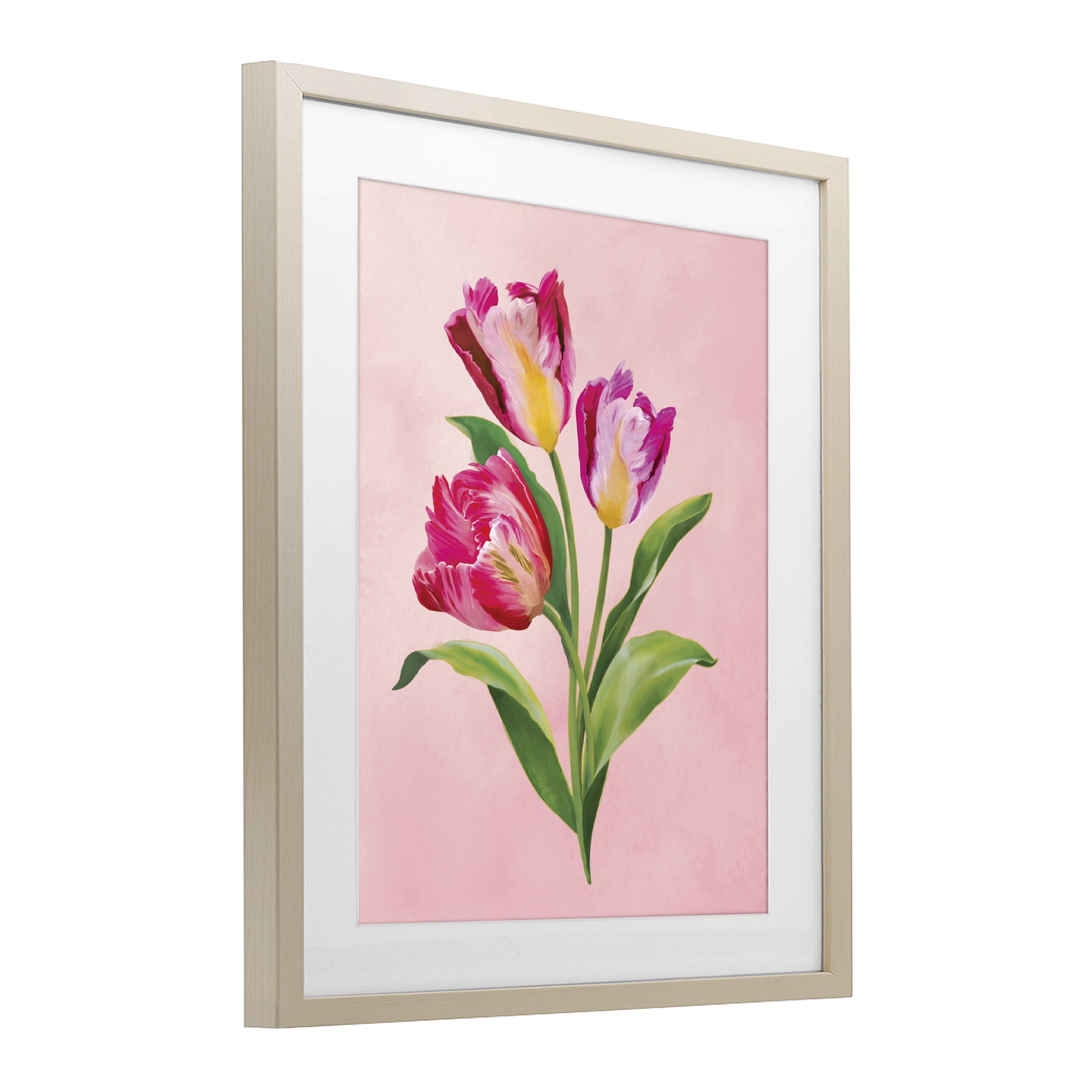 Stupell Industries Vibrant Magenta Tulips Birch Framed Print Under Glass, design by Diane Neukirch