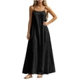 thumbnail image 2 of NTACZA Womens Dresses Summer Sleeveless Maxi Slip Dress Square Neckline Vacation Casual Beach Black L, 2 of 5