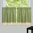 thumbnail image 2 of Collections Etc Darcy Two-Tone Cafe Curtain Tier Set Green 58" X 24", Green, 58" X 24", 2 of 2