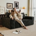 thumbnail image 3 of 63" 2Setaser Sofa,Corduroy Fabric,Deep Seat Couches,Comfy Loveseat Sofa,No Assembly,1pcs for Living room, Bedroom,Conference room ,Apartment,Black, 3 of 5