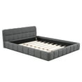 thumbnail image 3 of MODERNLUXE Queen Size Upholstered Platform Bed Frame with Thick Headboard, Linen Fabric Grounded Bed with Solid Wood Frame for Bedroom,No Box Spring Needed,Gray, 3 of 8